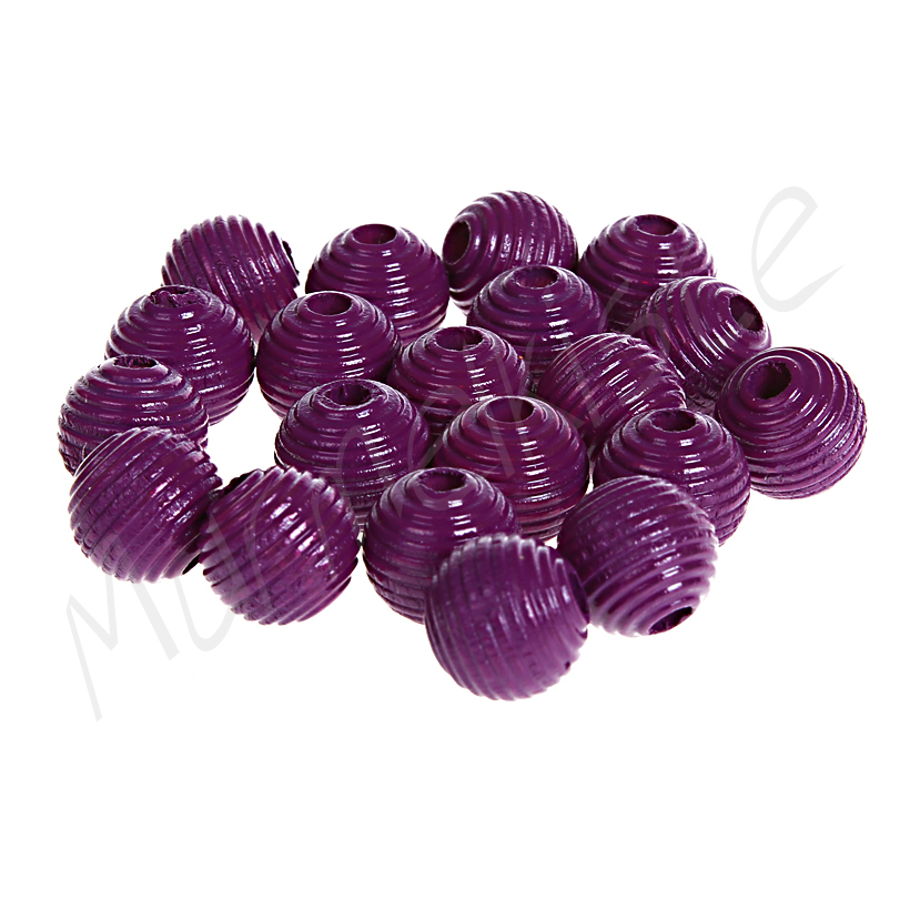 Grooved beads 10mm - 25 pieces purple 206 in stock 