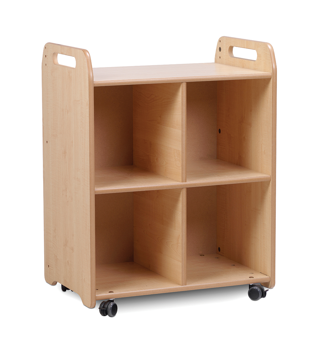 Holzregal, Kleinteileregal, Mobiler Schrank, 4-Fächer, Rollregal, Holzregal, Aufbewahrung, Kleinteilregal, Kästenregal, Rollregal