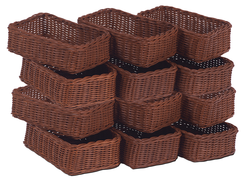 Wicker baskets, Stackable baskets, Rectangular baskets, Brown wicker, Seagrass look, Wicker baskets, Korbset, Rattan, braun, Aufbewahrung