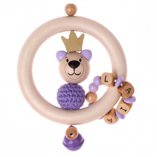 Handicraft set grasping toy bear with crown purple