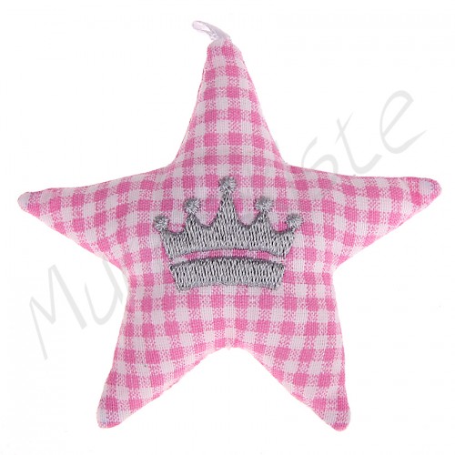 Stoffstern mit Motiv Krone-rosa 0 auf Lager