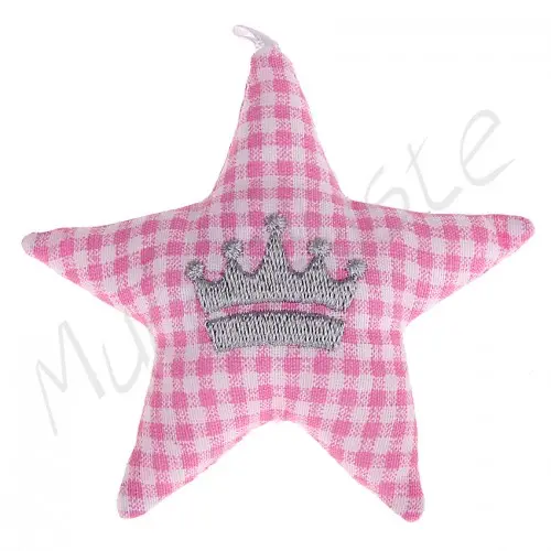 Fabric star with motif Crown-pink 0 in stock 
