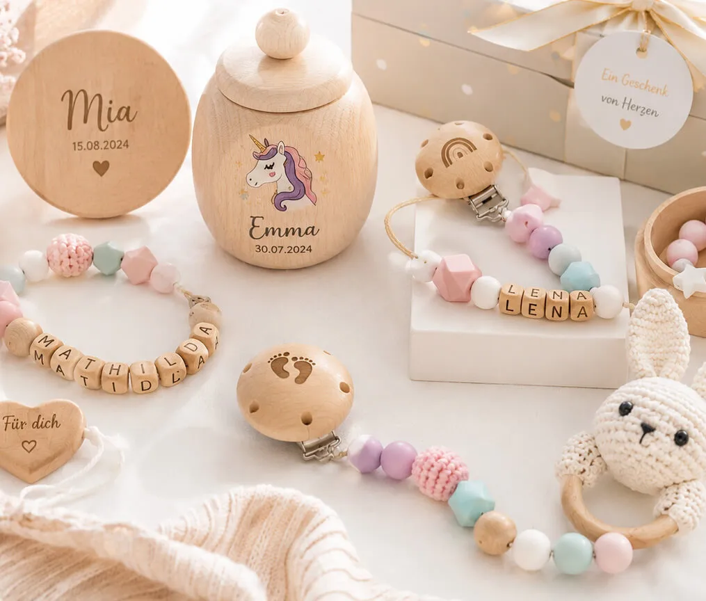 baby, holz, perlen, armband, geschenkset