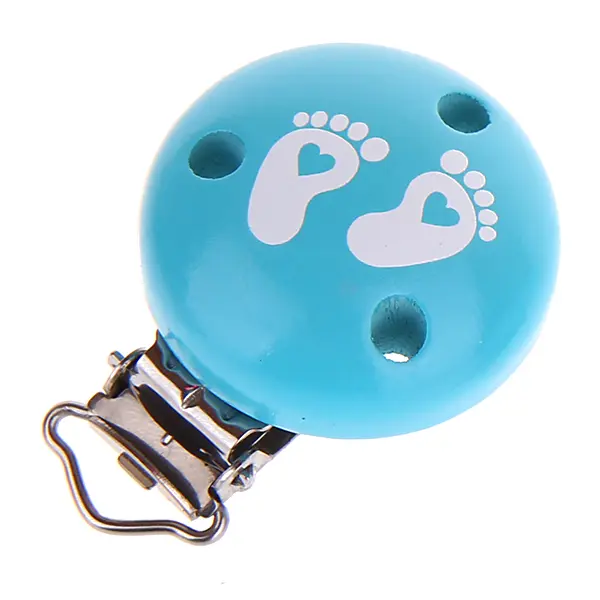 Pacifier clip baby feet light turquoise 11 in stock 