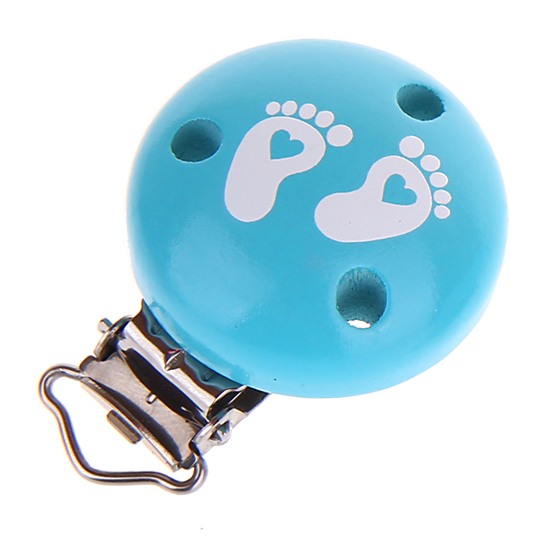 Pacifier clip baby feet light turquoise 13 in stock 