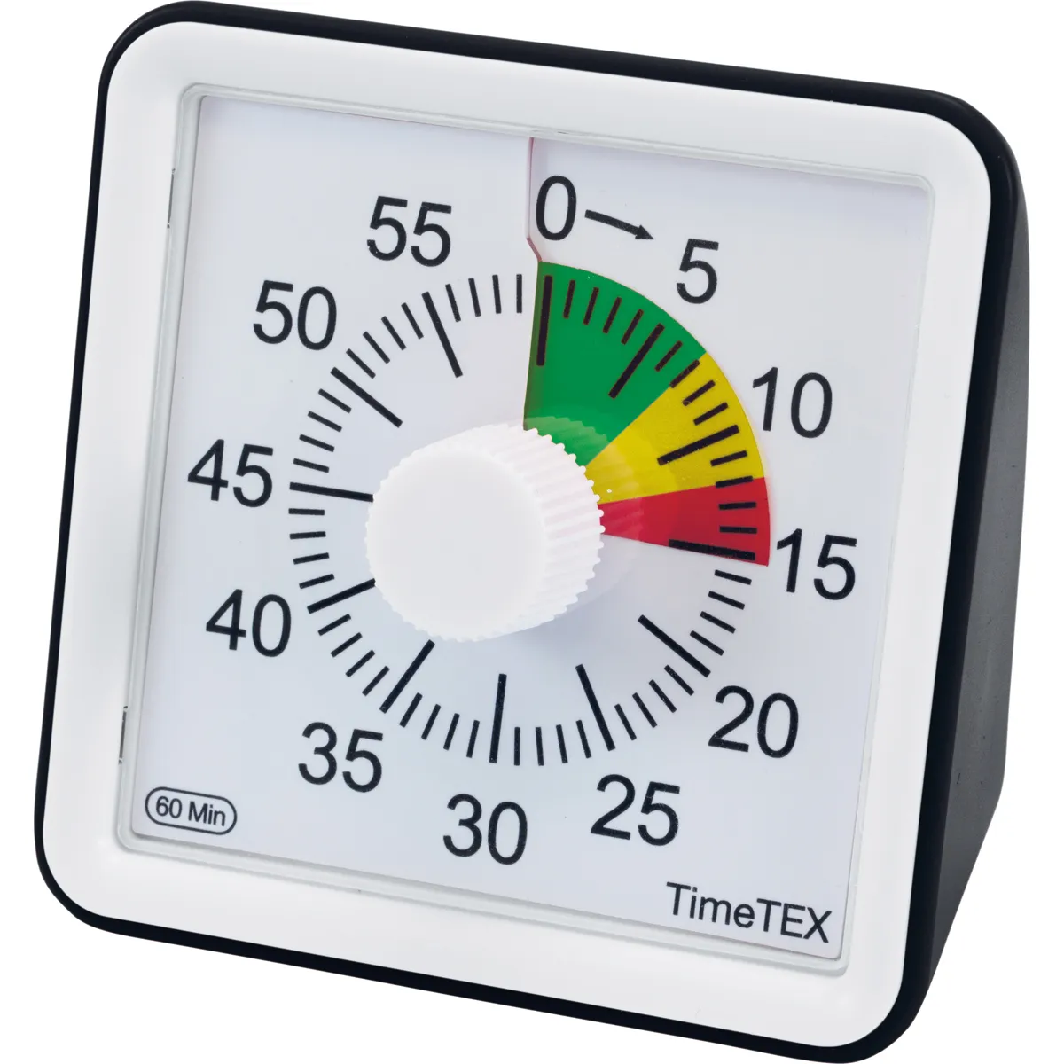 mechanischer Timer, Küchentimer, Dreh-Timer, Zeitsteuerung, 60_min Timer, Küchentimer, Time Timer, mechanischer Ziffernring, weißer Rahmen, 60 Min