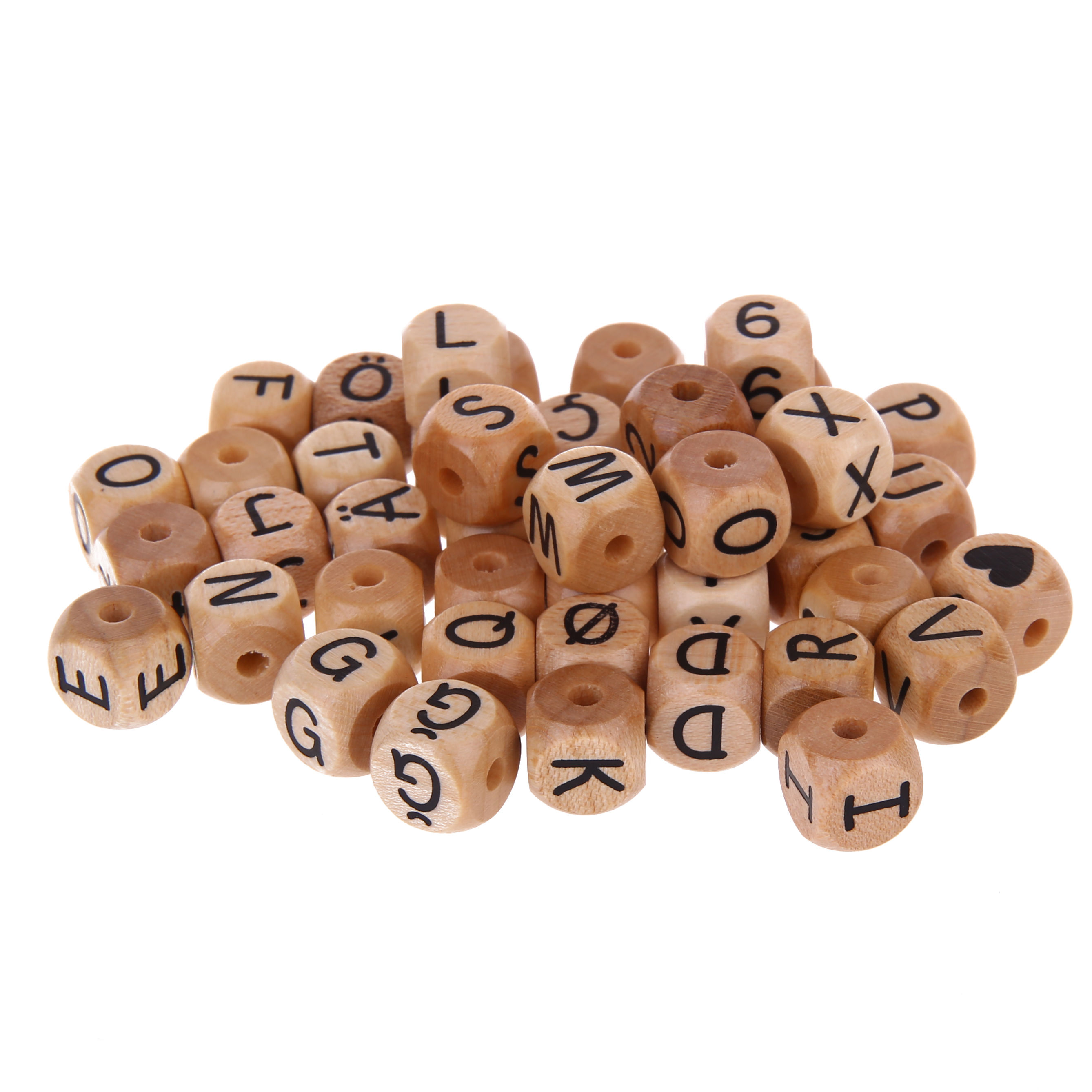 Letter beads letter cube wood embossed 10mm