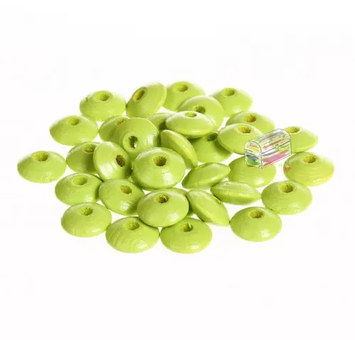 Linsen-Perlen Holzlinsen 10mm • 50 Stück lemon 114 auf Lager