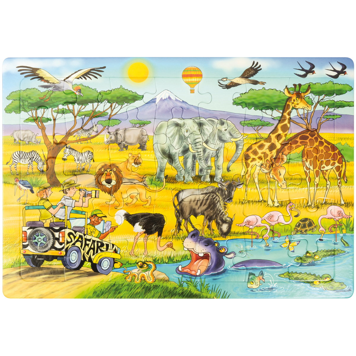 Puzzle, Tierwelt, Zoo-Tiere, Safari, Kinder-Puzzle, Tierwelt, Safari, Puzzlespiel, Waldtiere, Zoo-Szene