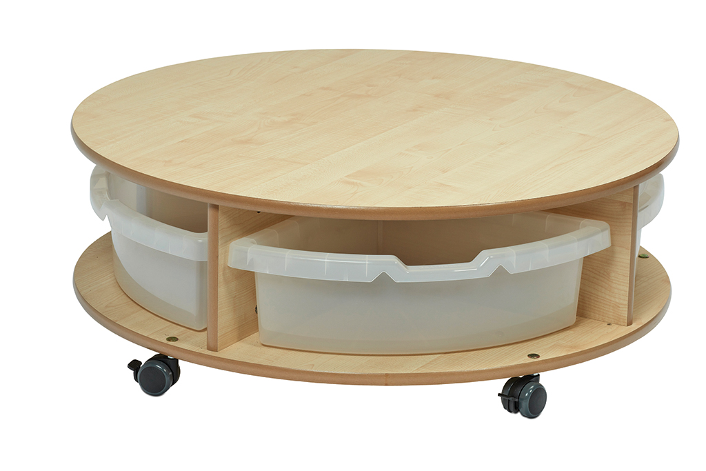 runder Tisch, Holztisch, Rolltisch, Aufbewahrung, Lagerboxen, Beistelltisch, Rolltisch, Holz, Kreidetisch, Aufbewahrungsbehälter