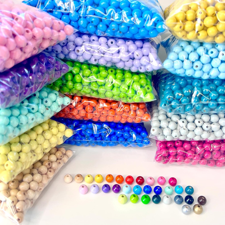 Perlen, Holzperlen, bunte Perlen, Rundperlen, Kordelperlen