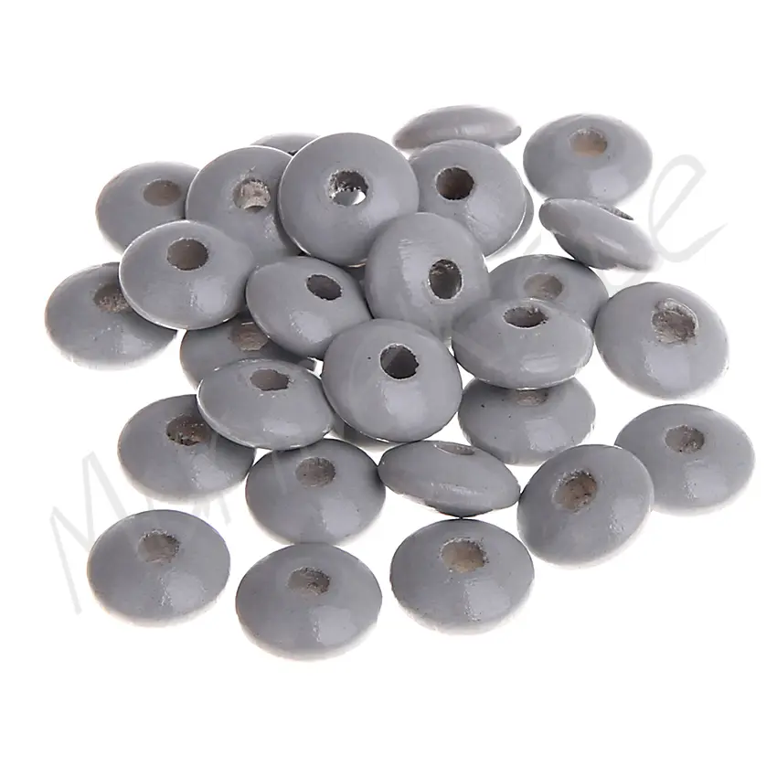 Linsen-Perlen Holzlinsen 10mm • 50 Stück hellgrau 33 auf Lager