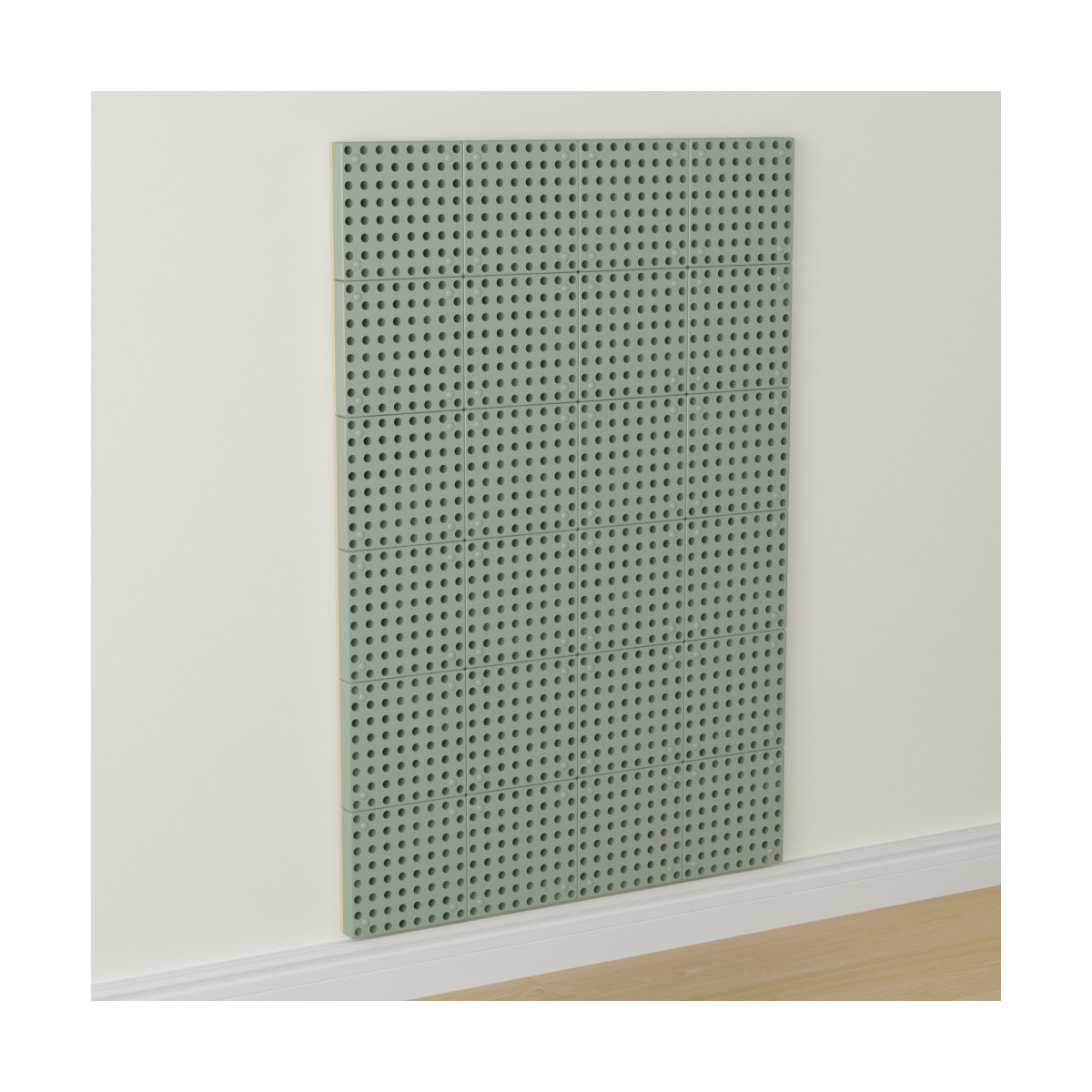 perforated panel, pegboard, wandbild, grüne paneel, wanddekor