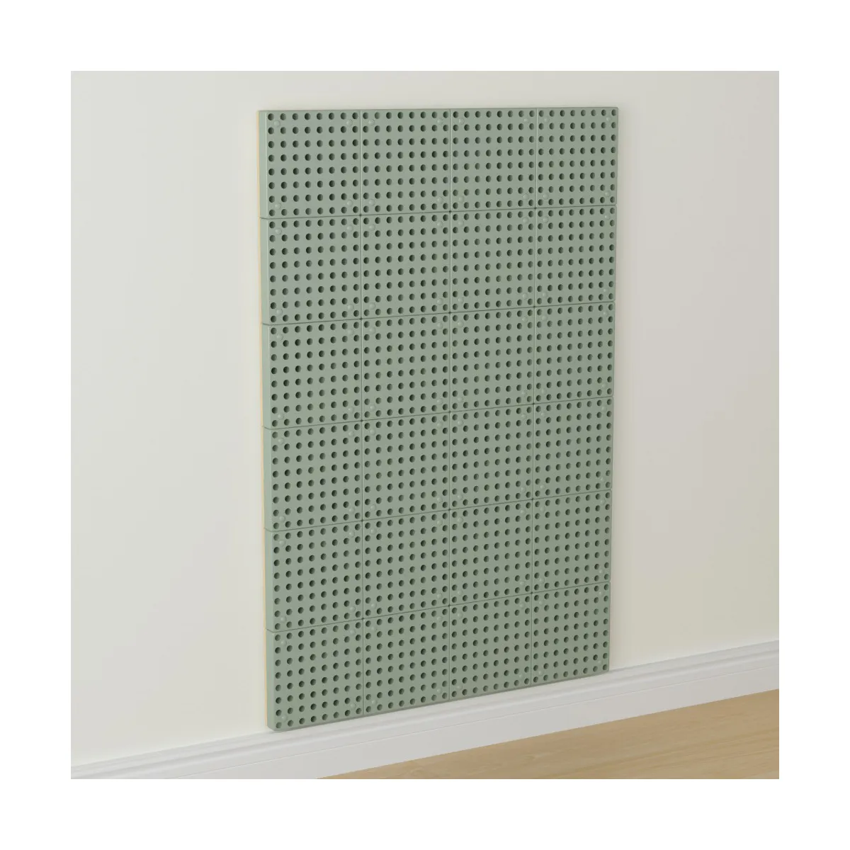 perforated panel, pegboard, wandbild, grüne paneel, wanddekor, perforated panel, wandpaneel, grünes Panel, industrielle Fliese, Lochplattenpaneel
