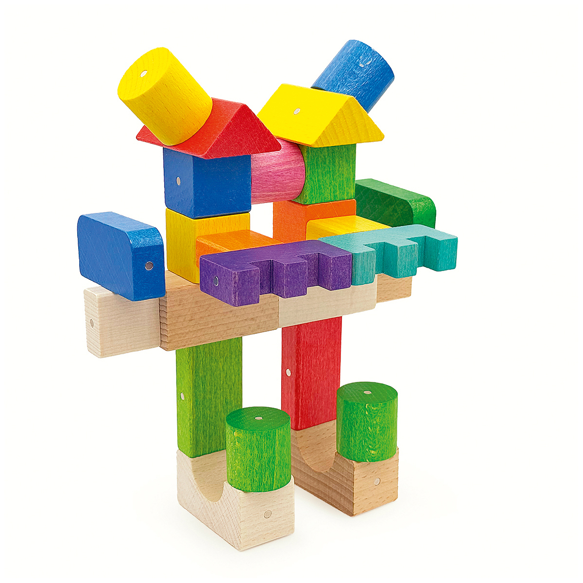 Holzbausteine, bunt, Konstruktionsbausteine, Turm, Bausteine aus Holz