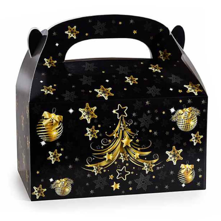 Weihnachtsbox mit Henkel • aus Papier black 12 in stock 