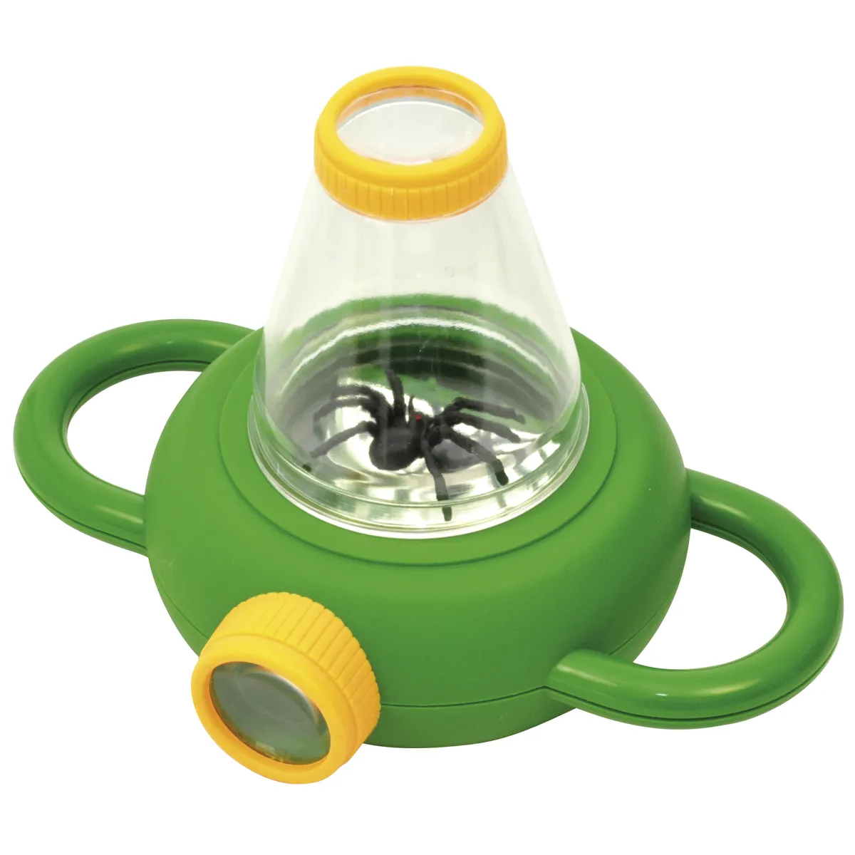Insektenlupe, Käfer-Lupe, Grün, Durchsichtige Kuppel, Klemmgriff, grüne Laterne, Gartenlaterne, grünes Plastik, gelbe Akzente, Insektensammler?