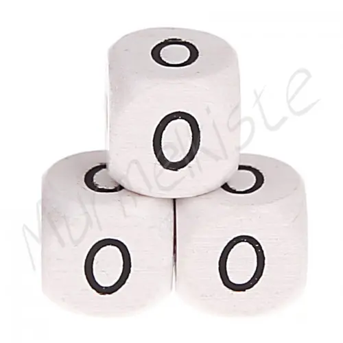 Buchstabenperlen weiß 10x10mm geprägt 0 331 auf Lager