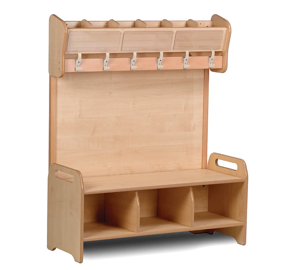 Garderobenbank, Holz, Hakenleiste, Schuhfach, Aufbewahrung, Kinderbank, Garderobe, Kleiderhaken, Holz, Aufbewahrung