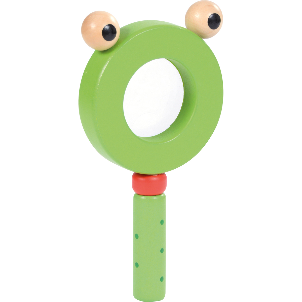 Kindergarten-Spielzeug, Holzspielzeug, grüner Ring, Froschaugen, Griffstange, Kleinkind-Spielzeug, Holzspielzeug, Lauflernstab, Grün, Krabbelspielzeug
