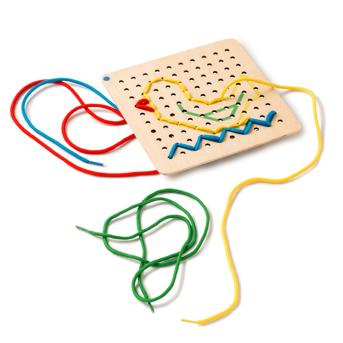 Holzbrett, Schnurspiel, Knotenbrett, bunte Schnüre, Farbige Schnüre