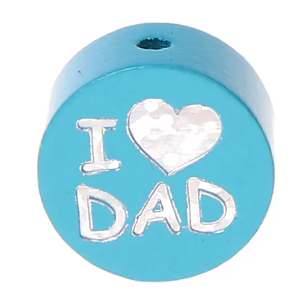 Reversible motif bead I Love MOM / DAD light turquoise 418 in stock 