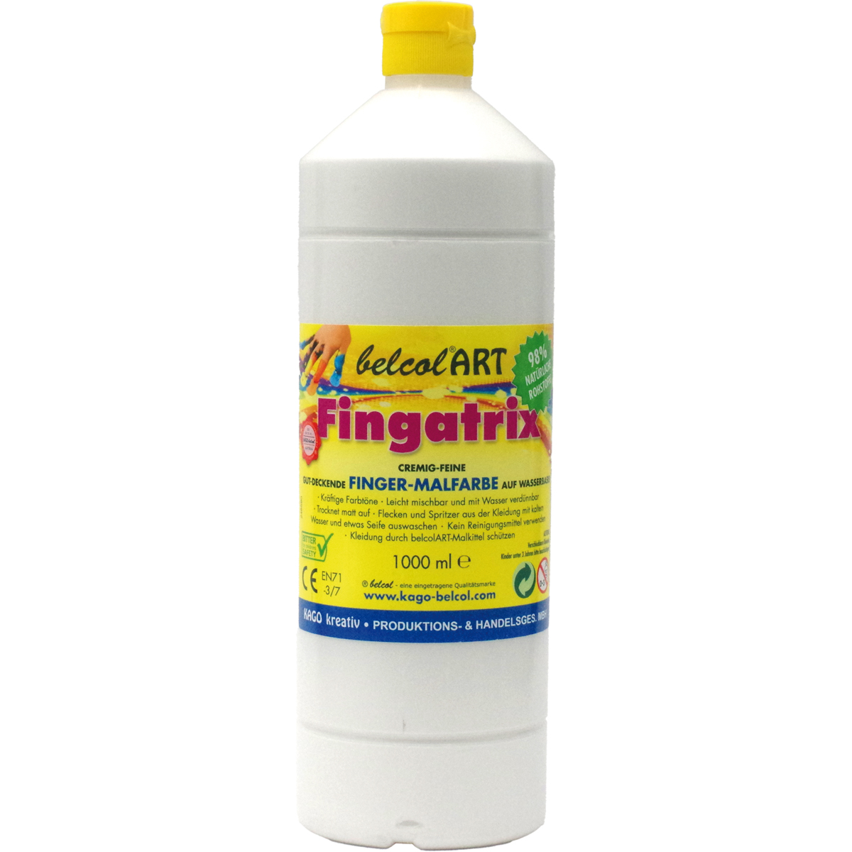 Fingartix, Fingerfarbe, Kunstfarbe, Flasche, 1000 ml, Kunstfarbe, Fingerfarbe, Flüssigfarbe, 1000 ml, gelb