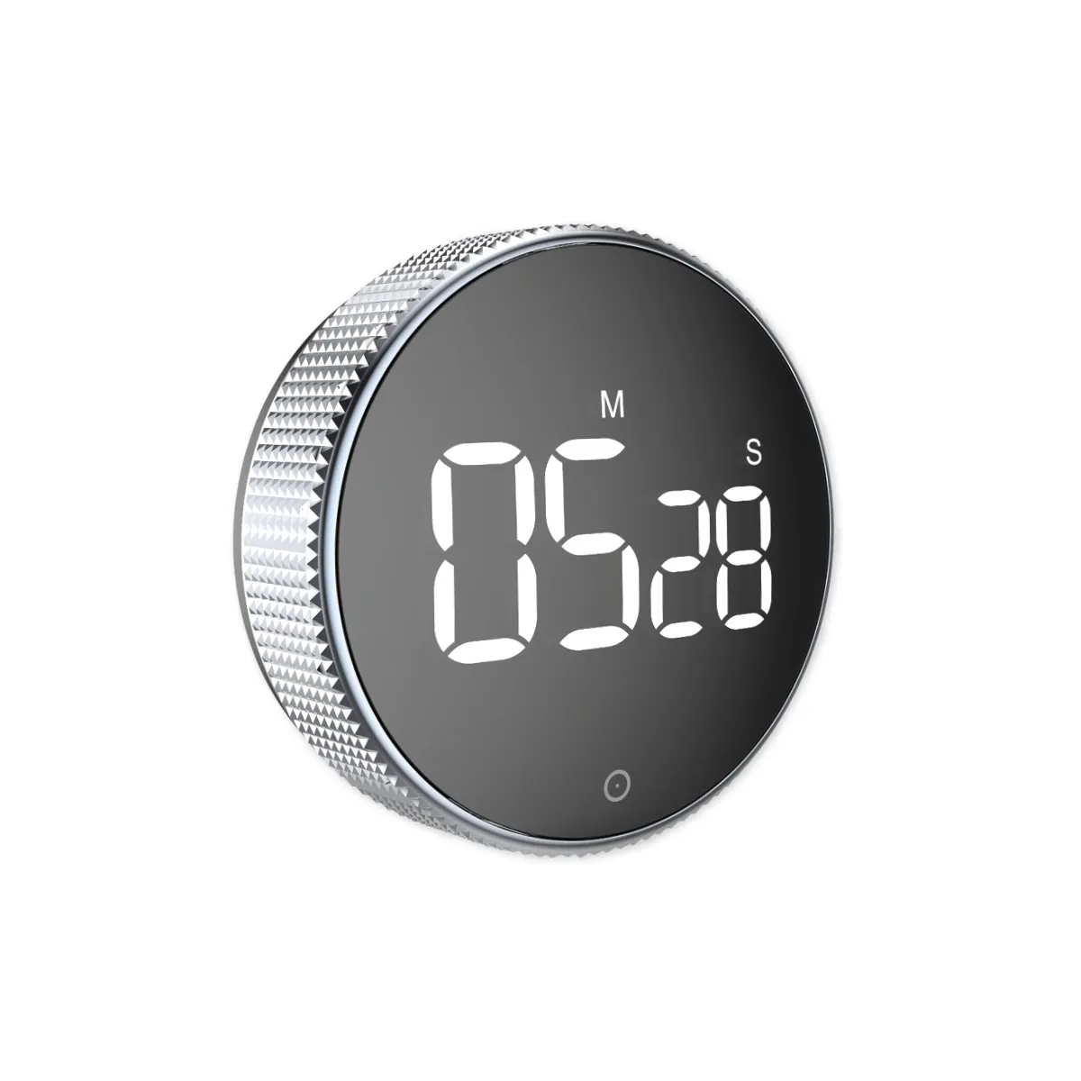 digitaler Thermometer, Temperaturanzeige, Knopf, runder Bildschirm, Metallrahmen, digitaler thermometer, Thermometer, LCD-Display, runder Ziffernring, gerändelte Rand
