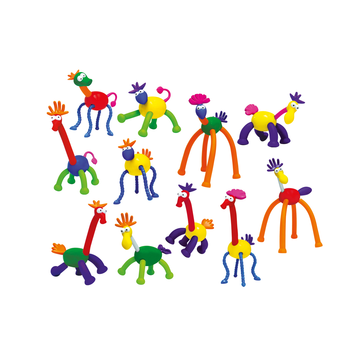 Spielzeugfiguren, Kunststofffiguren, Tiermotive, bunte Figuren, Giraffenspielzeug