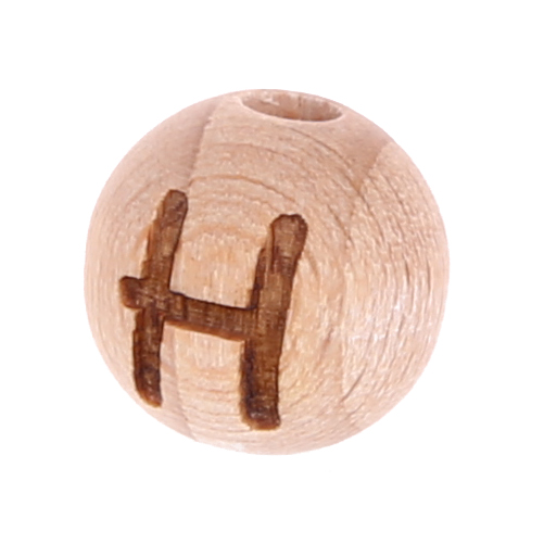 Letter beads 12mm with laser engraving - drilled vertically H 207 in stock 