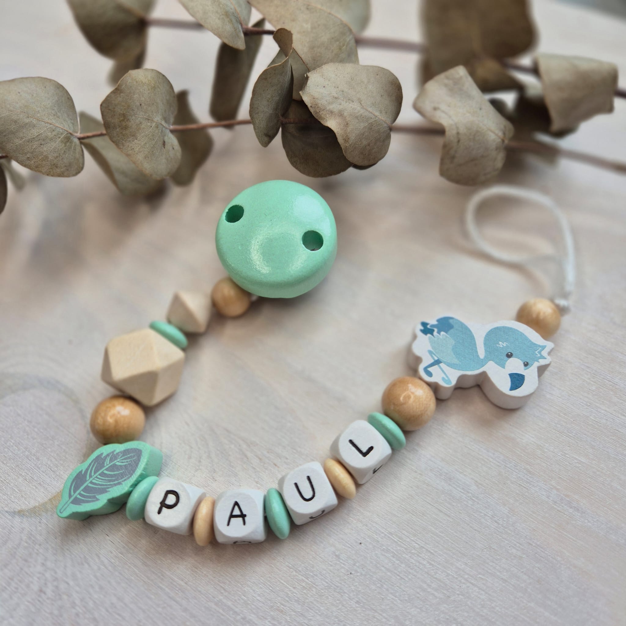 Bastelset Schnullerkette Flamingo mint
