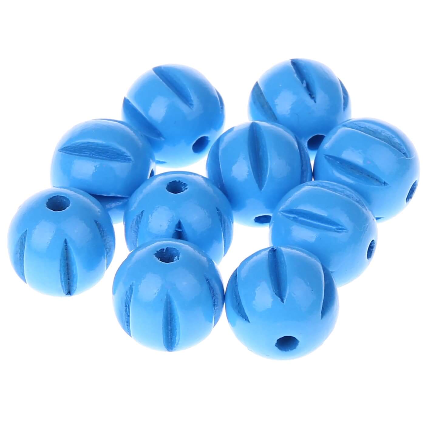 Longitudinal grooved beads 14mm - 10 pieces sky blue 80 in stock 