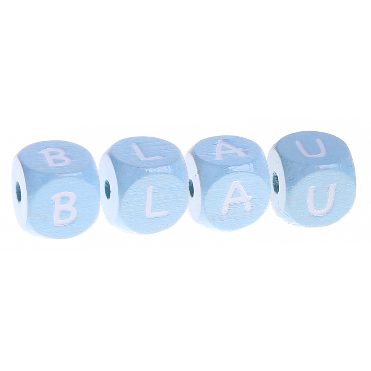 Perlen mit Buchstaben in blau