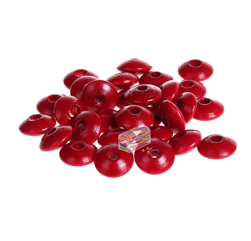 Linsen-Perlen Holzlinsen 10mm • 50 Stück bordeaux 65 auf Lager