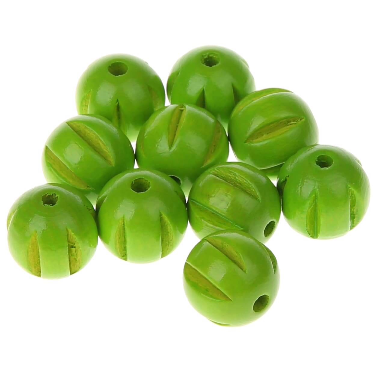 Longitudinal grooved beads 14mm - 10 pieces yellow-green 67 in stock 
