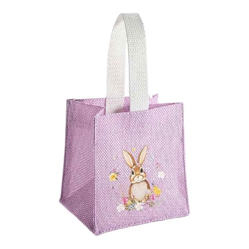 Bunte Tasche mit Hasen-Motiv in Jute-Look purple 13 in stock 