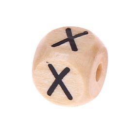 Letter beads letter cube wood embossed 10mm 'X' 280 in stock 