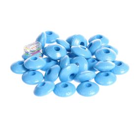 Linsen-Perlen Holzlinsen 10mm • 50 Stück 'skyblau' 79 auf Lager