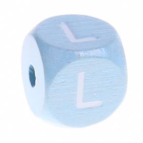 Buchstabenperlen babyblau 10x10mm 'L' 750 auf Lager