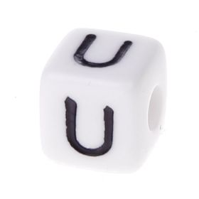 Plastic letter cube 10x10mm white/black - 10 pcs 'U' 427 in stock 