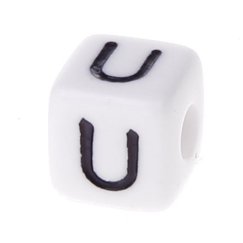 Buchstabenwürfel Kunststoff 10x10mm weiß/schwarz • 10 Stk 'U' 554 auf Lager
