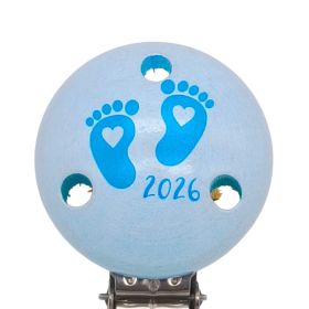 Schnullerclip Babyfüße 2026 'babyblau' 2 auf Lager