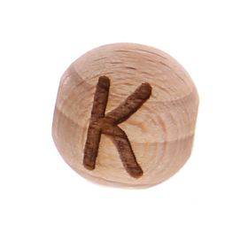 Letter beads 12mm with laser engraving - drilled horizontally 'K' 167 in stock 