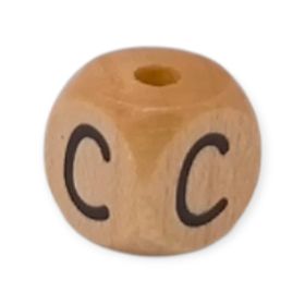 Vertikale Buchstabenwürfel Holz geprägt 10mm Buchstabenperlen 'C' 237 auf Lager