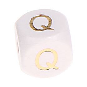 Buchstabenperlen weiss-gold 10mm x 10mm 'Q' 174 auf Lager