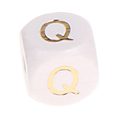 Buchstabenperlen weiss-gold 10mm x 10mm 'Q' 164 auf Lager