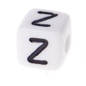 Plastic letter cube 10x10mm white/black - 10 pcs 'Z' 320 in stock 