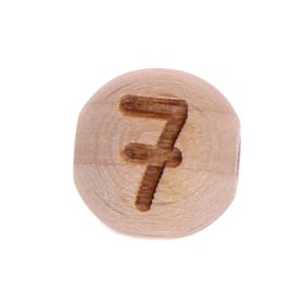 Letter beads 12mm with laser engraving - drilled horizontally '7' 207 in stock 