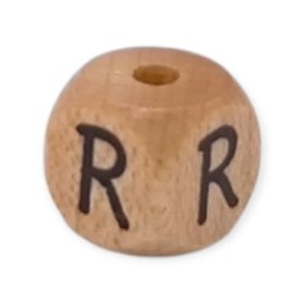 Vertikale Buchstabenwürfel Holz geprägt 10mm Buchstabenperlen 'R' 380 auf Lager