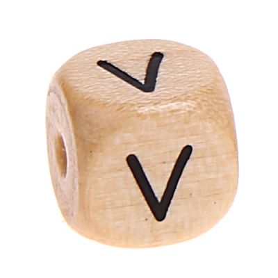 Buchstabenwürfel Holz geprägt 10 mm 'V' 120 auf Lager
